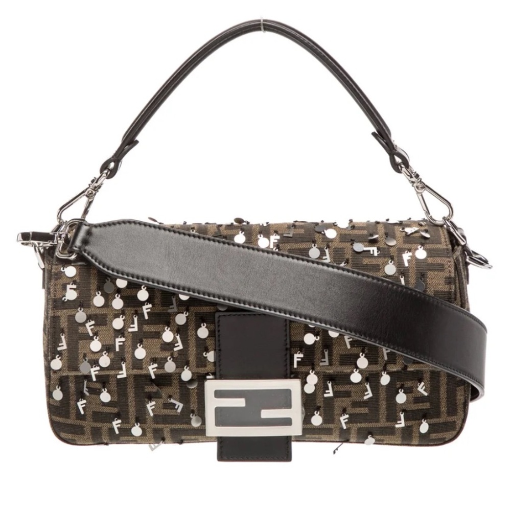 Fendi Zucca Print Sequin Baguette Handbag